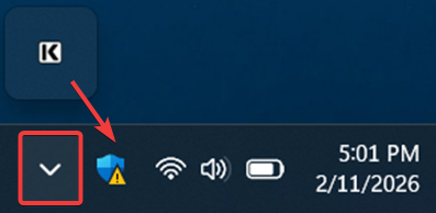 KText icon being dragged from hidden area to visible system tray